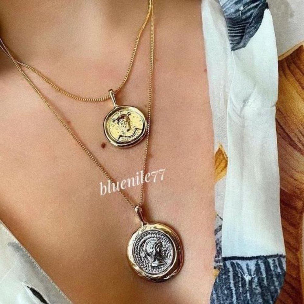 PENDANT VINTAGE DOUBLE CHAIN LAYERED NECKLACE, NICE NECKLACE, CUTE NECKLACE - Picture 4 of 6